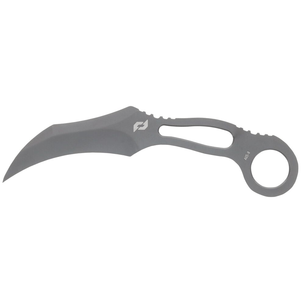 Smith & Wesson Boneyard CLR Fixed Blade knife with a Karambit design, featuring a lightweight gray handle and curved blade.
