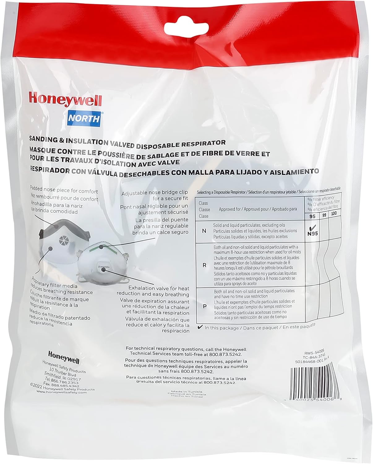 Sperian Saf-T-Fit Plus N95 Disposable Respirator With Exhalation Valve RWS-54006 - WCUniforms