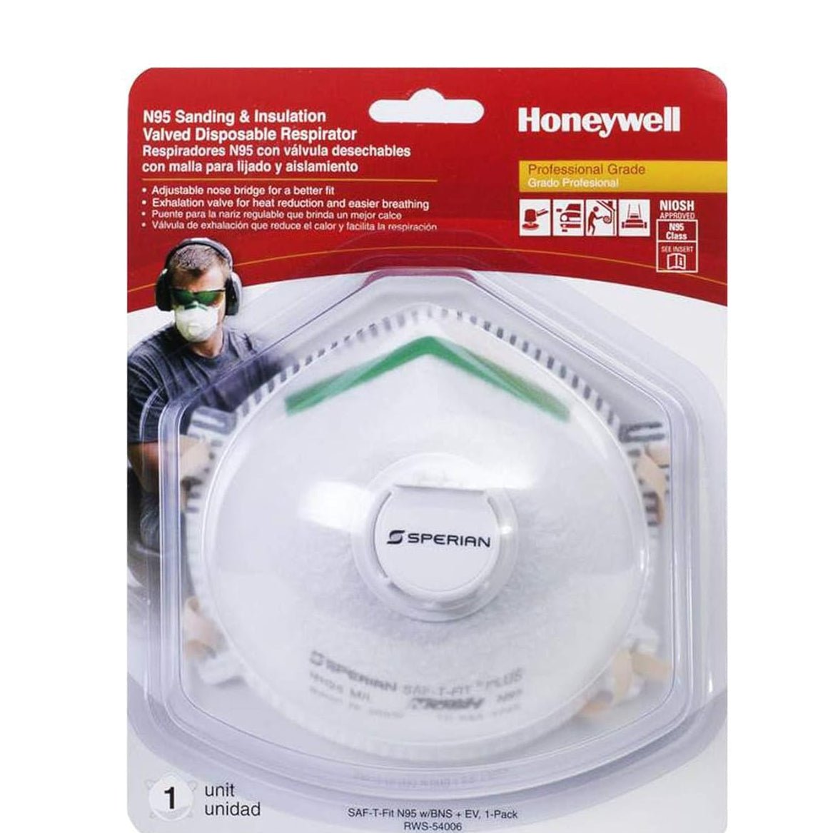 Sperian Saf-T-Fit Plus N95 Disposable Respirator With Exhalation Valve RWS-54006 - WCUniforms