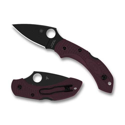 SPY Dragonfly 2 knife showcasing a durable black blade and maroon handle, designed with superior wear resistance and toughness.