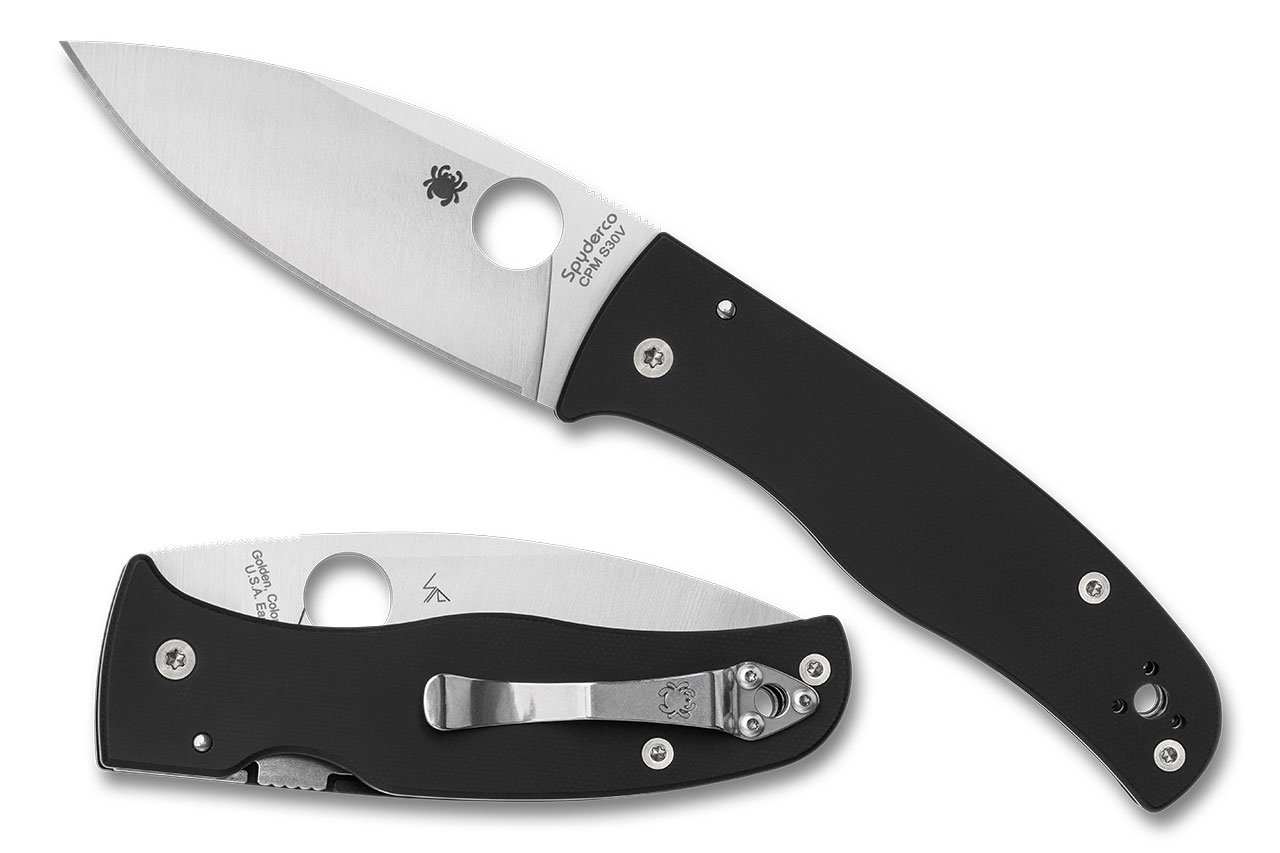 Spyderco Bodacious Black pocket knife with stainless steel blade and compression lock for reliable performance.
