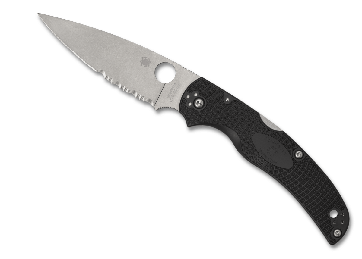 Spyderco Native Chief Black Lightweight knife with a slim profile and fiberglass-reinforced nylon handle.