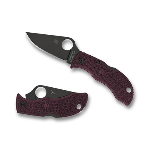 SPYDERCO SP Manbug Burgundy knife with black blade, featuring ergonomic handle and compact design for everyday carry.