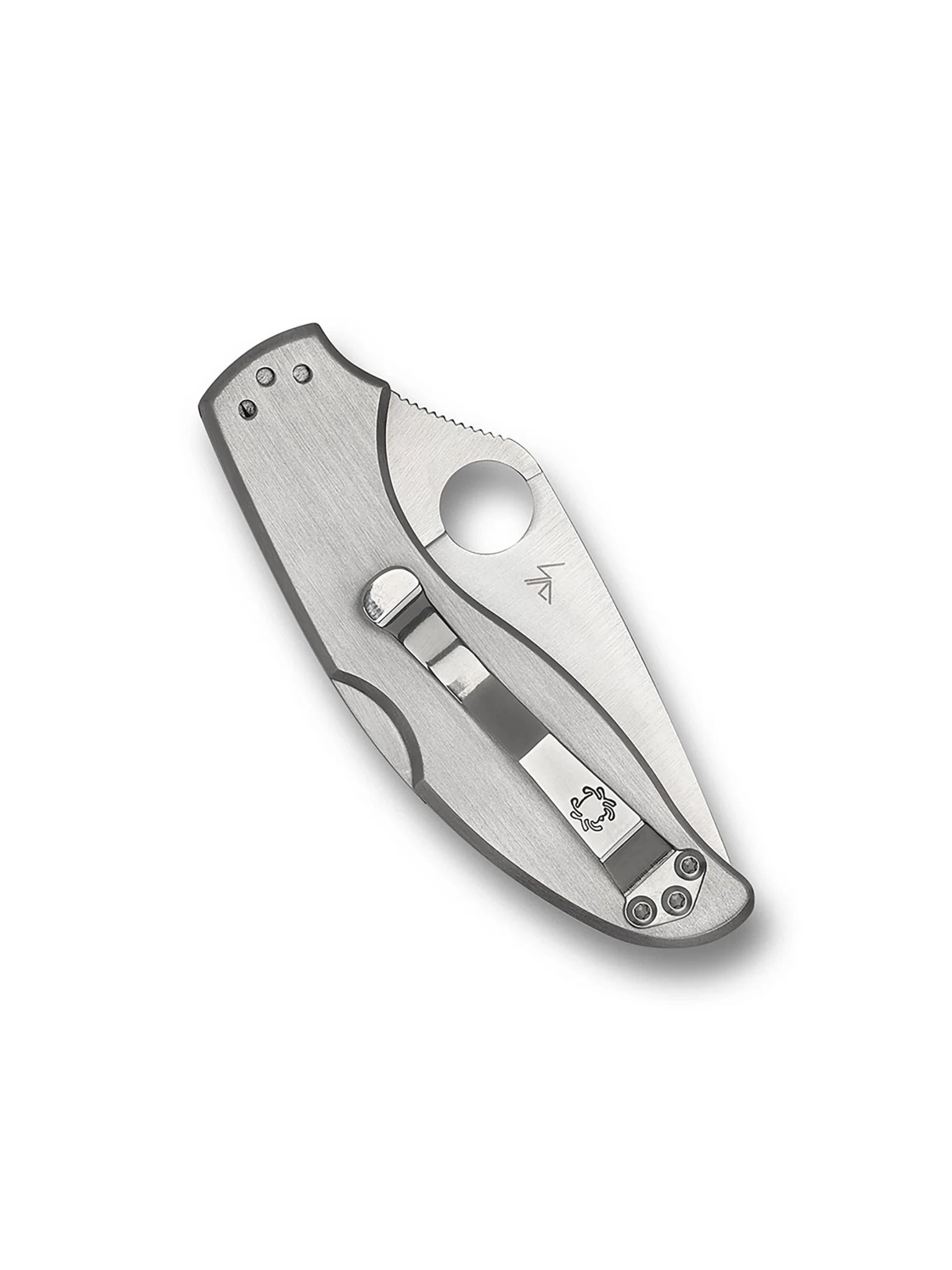 Spyderco UpTern lock back knife closed, model C261PS with stainless steel handle and pocket clip