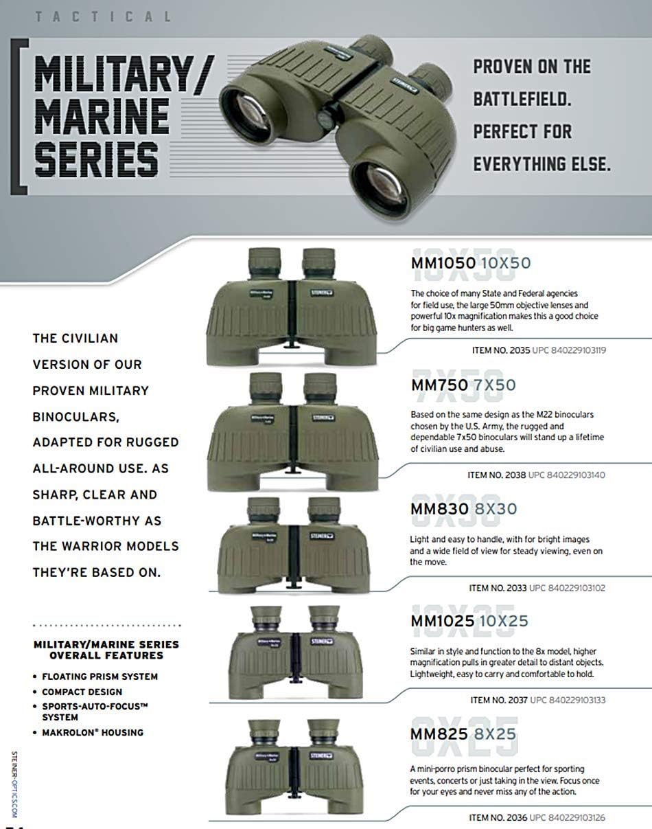All Steiner Binoculars Military-Marine 10x50, 7x50, or 8x30 Binoculars compared