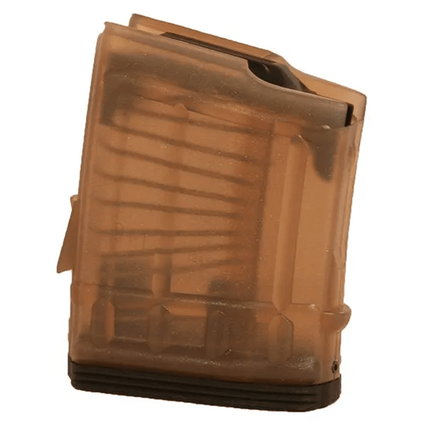 Steyr Arms AUG/USR 10 round magazine in translucent design, compatible with .223 Remington and 5.56 NATO calibers.