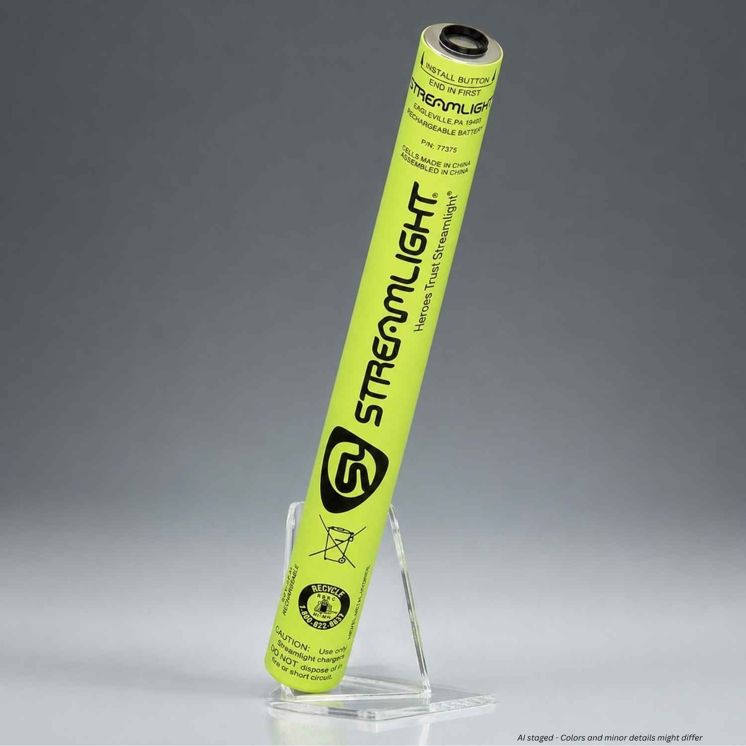 Streamlight 77375 6V NiMH rechargeable battery stick upright on display stand