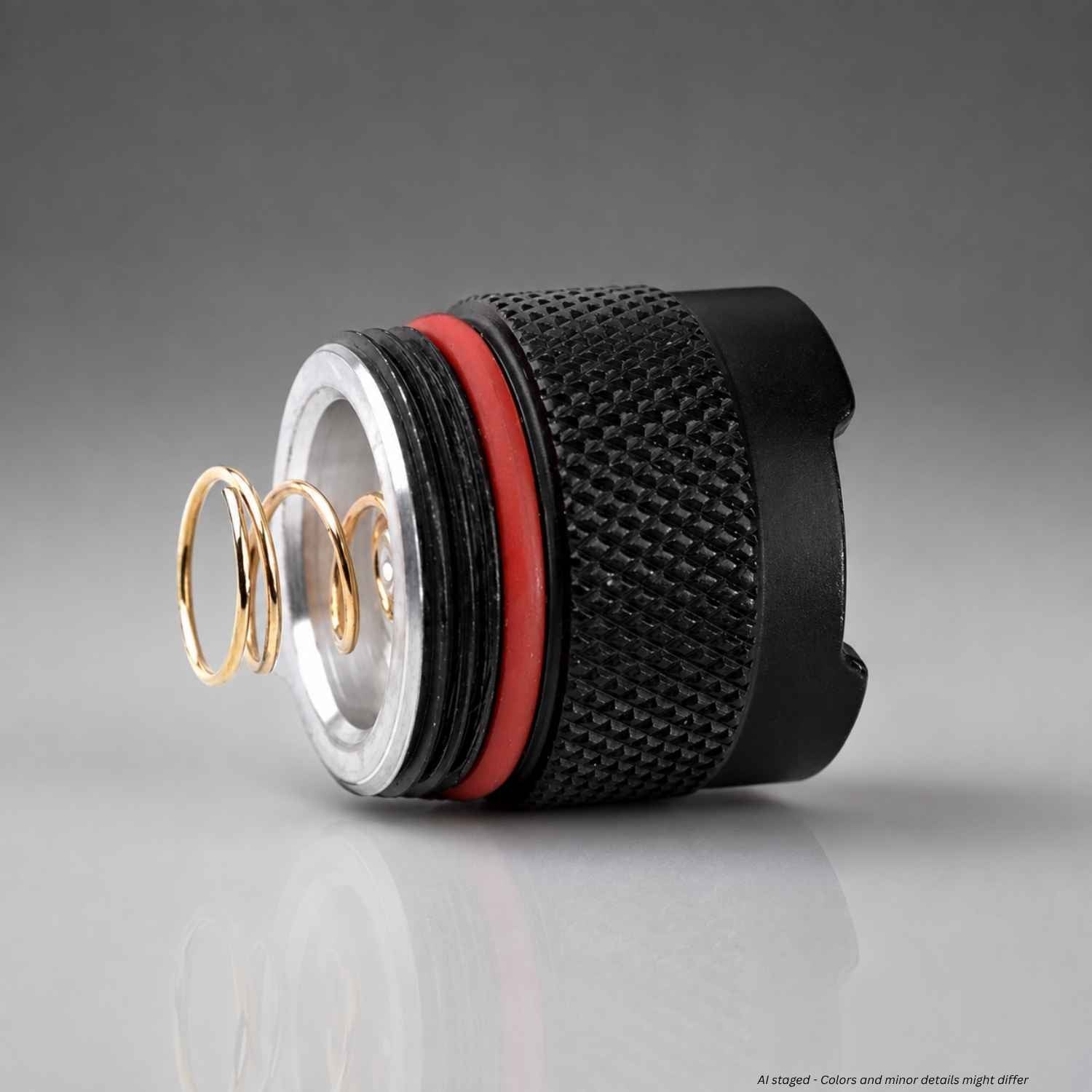 Streamlight 880246 tailcap threaded end with gold contact spring and red O-ring