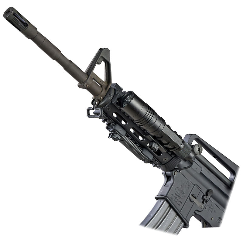 Streamlight ProTac HL-X Laser long gun light mounted on the Picatinny rail of an AR-15 style rifle
