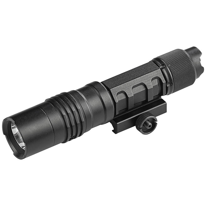 Streamlight ProTac Rail Mount HL-X Laser front angle showing the bezel and thumb-screw rail clamp