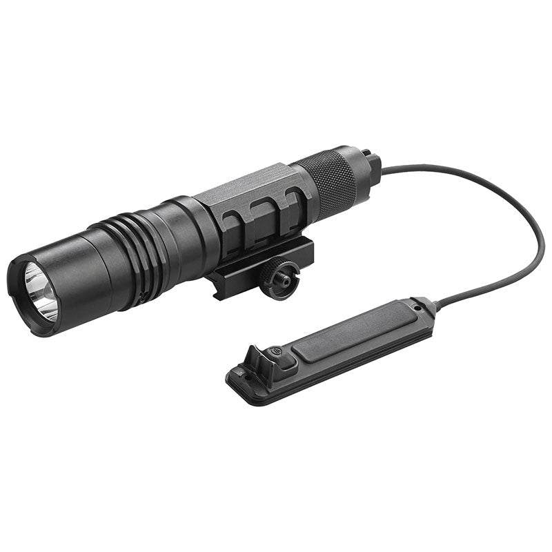 Front view of the Streamlight ProTac Rail Mount HL-X Laser with rail clamp and remote pressure switch