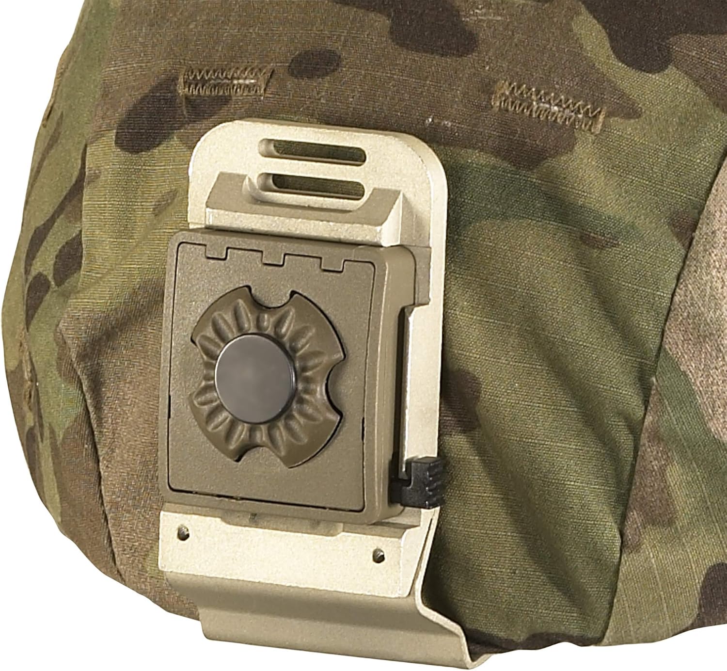 Streamlight Sidewinder® Tactical NVG Mount 14155 on the front of a camo helmet