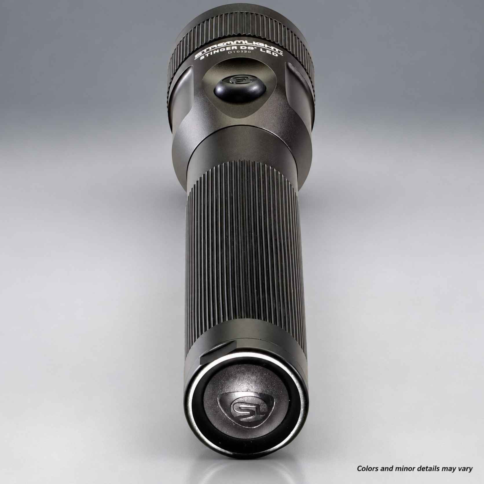 Streamlight Stinger DS LED tailcap switch detail on black aluminum body