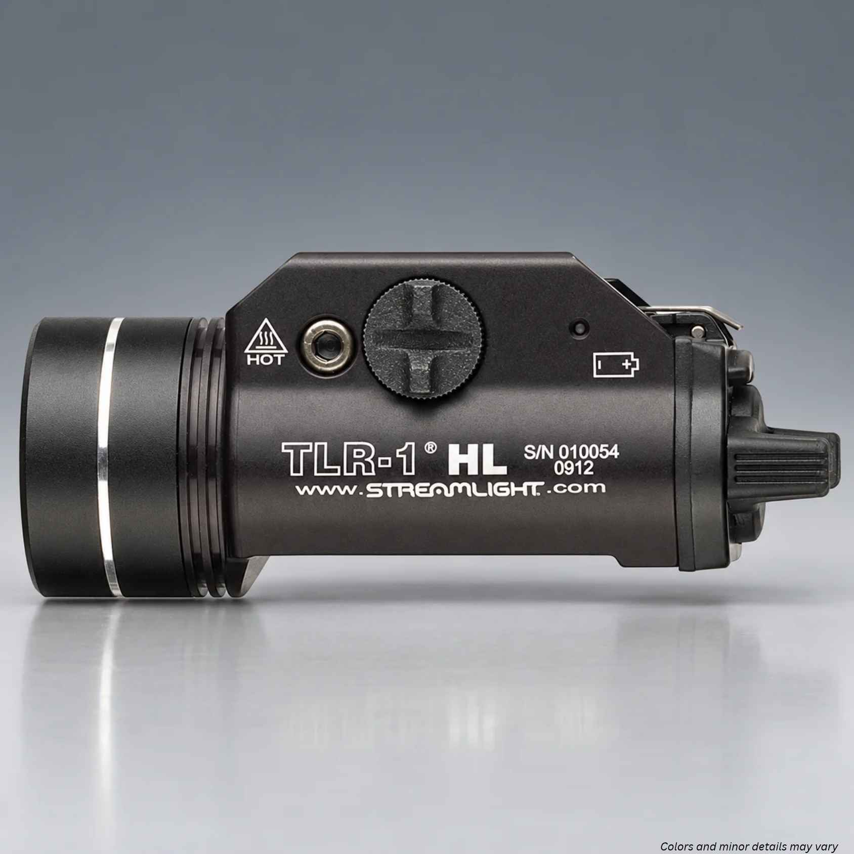 Side of the Streamlight TLR-1 HL showing the aluminum body and rail clamp