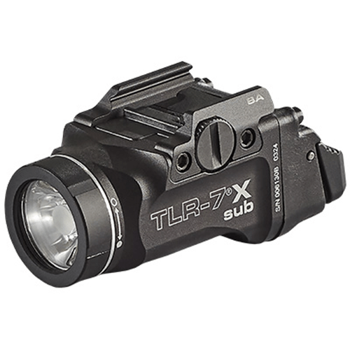 Streamlight TLR-7 X SUB USB rail-mounted light for Glock, featuring rechargeable battery and interchangeable switches.