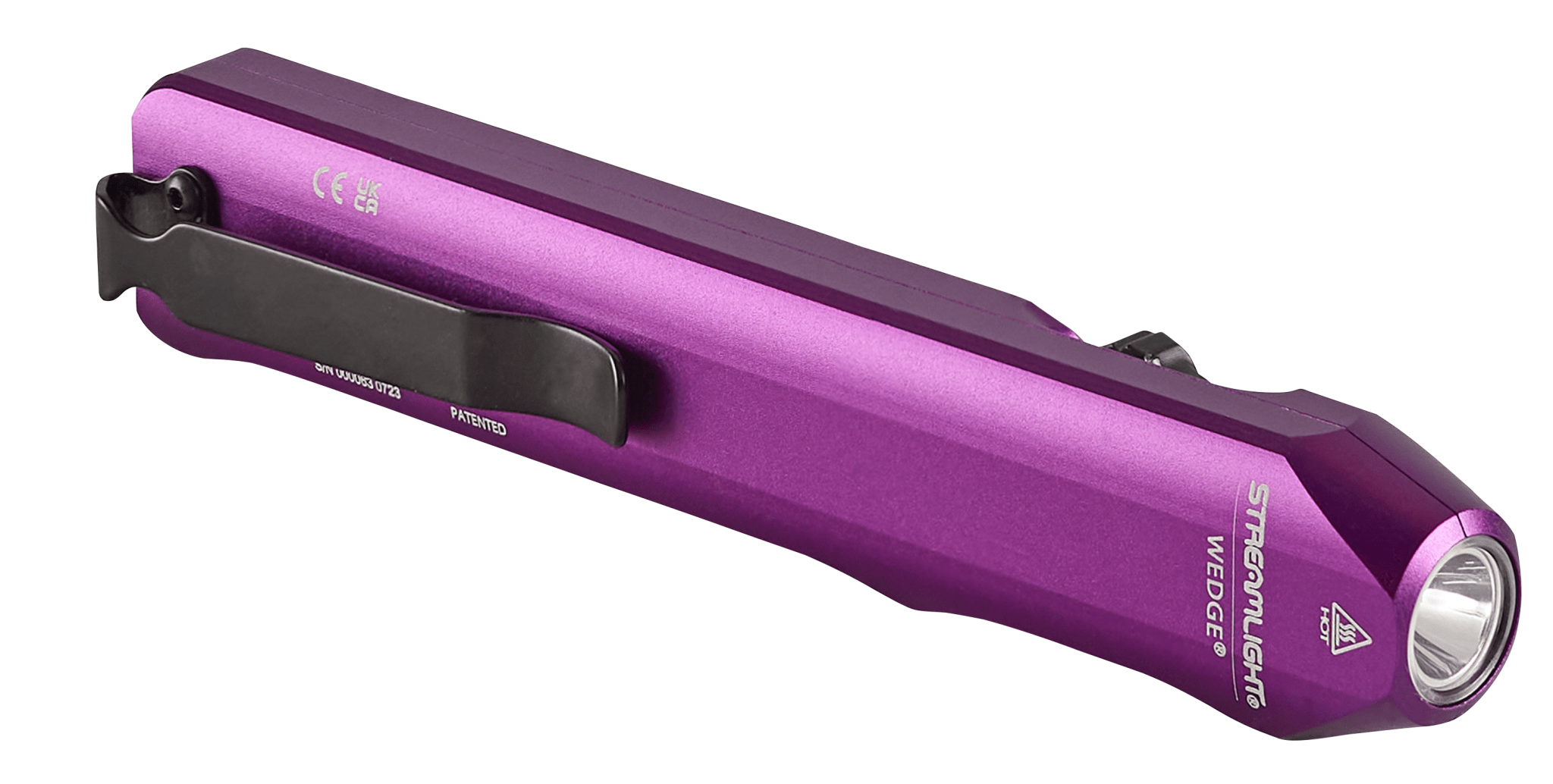 Streamlight Wedge compact EDC light in purple, featuring a thumb switch and durable anodized aluminum design.