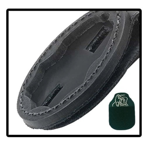 Strong Leather 80700-6422 interior recessed badge cavity showing double-thick leather construction and hook and loop attachment slots