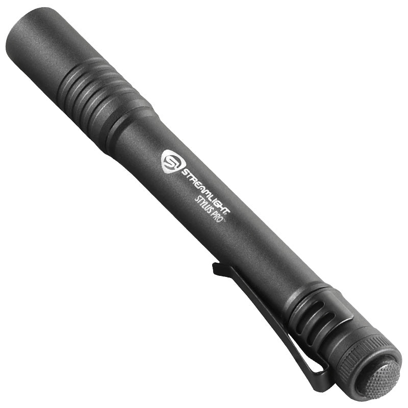 black penlight flashlight on a white background