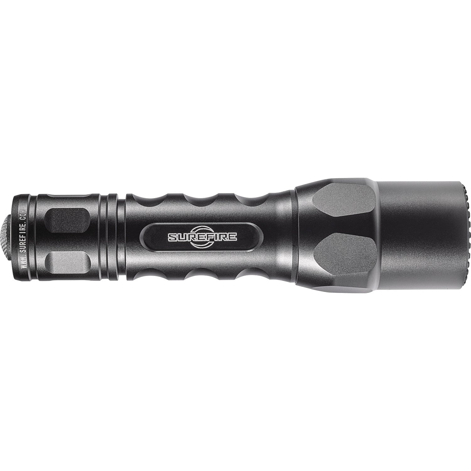 SureFire 6PX Tactical flashlight in black, side profile showing anodized aluminum body