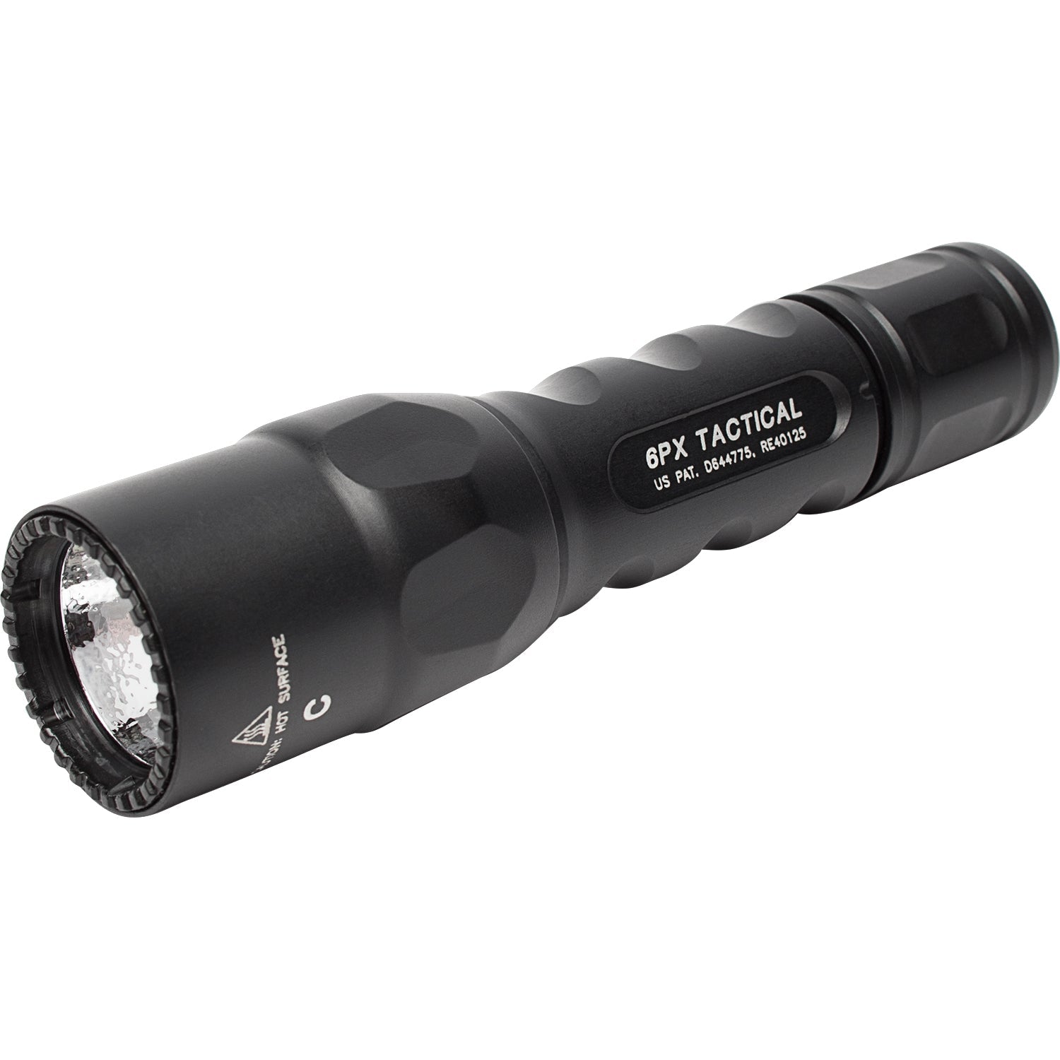 SureFire 6PX Tactical flashlight in black, angled left view of full body