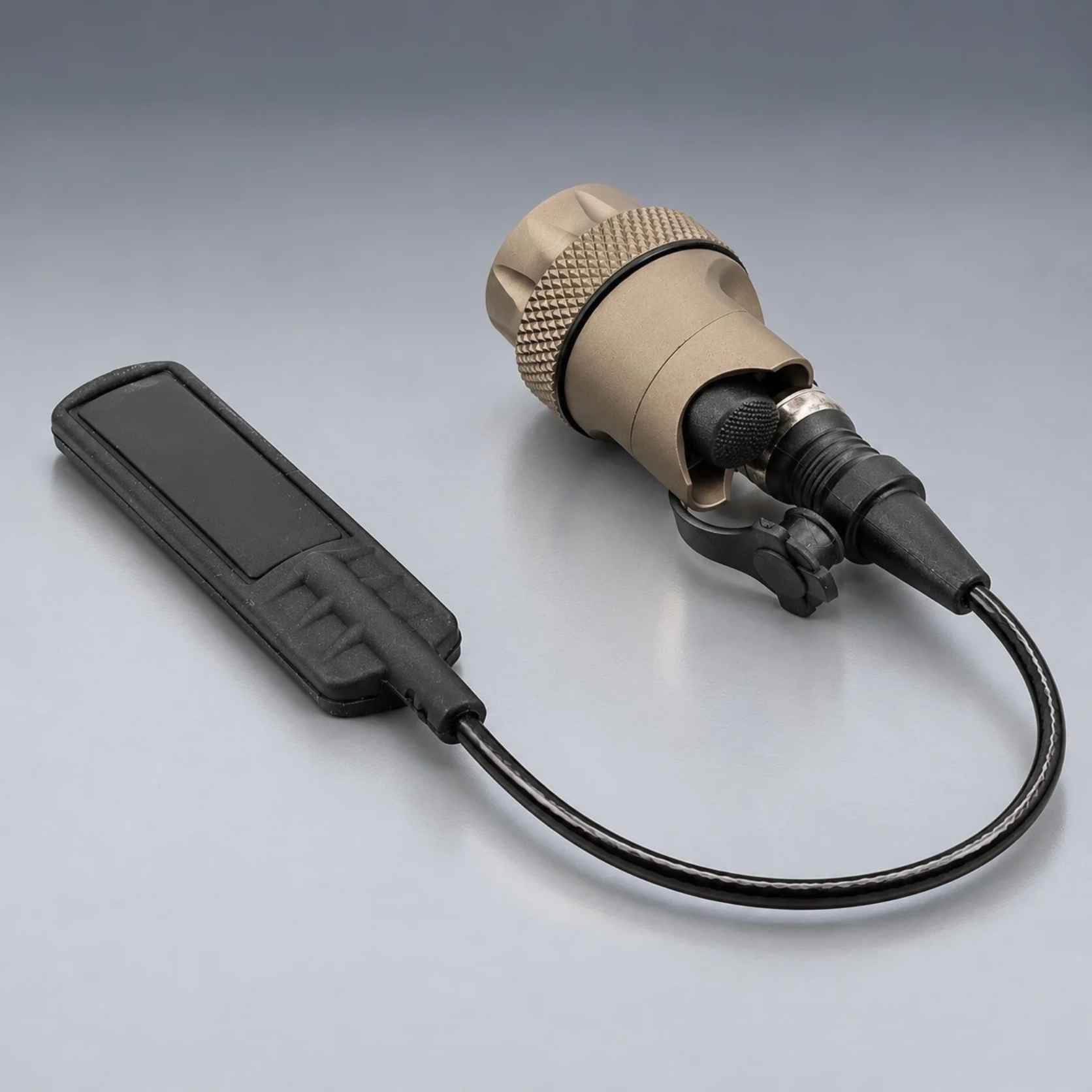 SureFire DS07-TN tan tailcap with plug-in ST07 tape switch and 7-inch cable