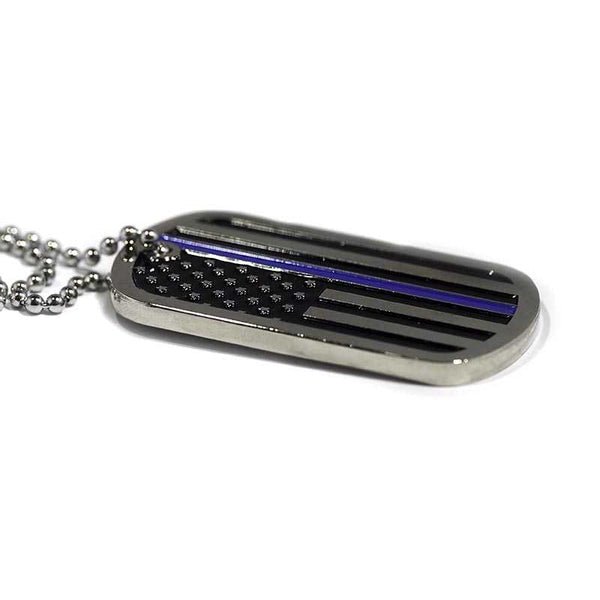 Thin Blue Line Flag Dog Tag with Police Officer’s Prayer - WCUniforms