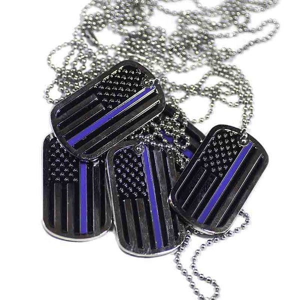 Thin Blue Line Flag Dog Tag with Police Officer’s Prayer - WCUniforms