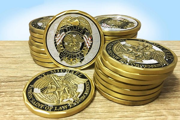Thin Blue Line Saint Michael Law Enforcement Challenge Coin - WCUniforms