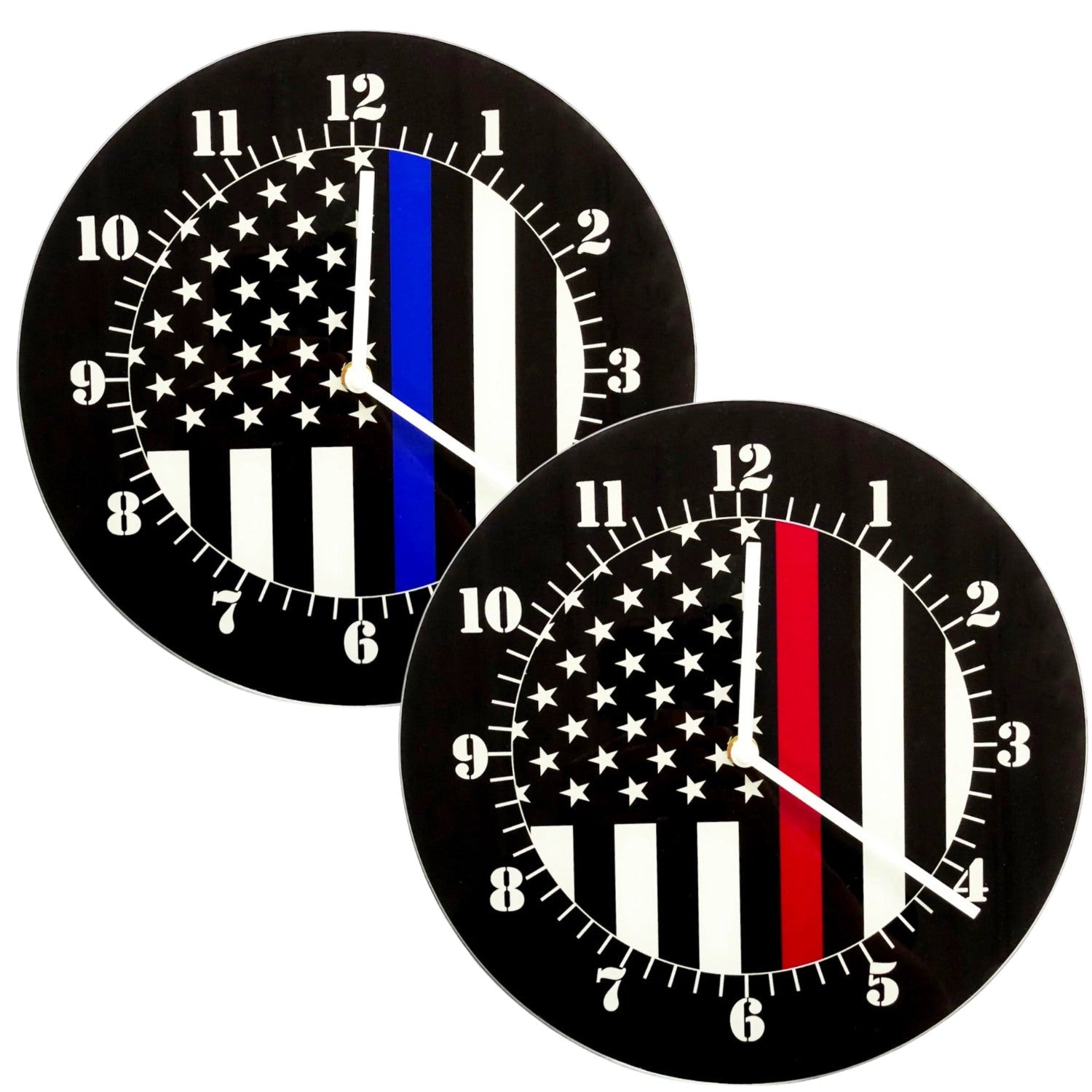 Thin Blue Line / Thin Red Line American Flag Clock 12" - WCUniforms