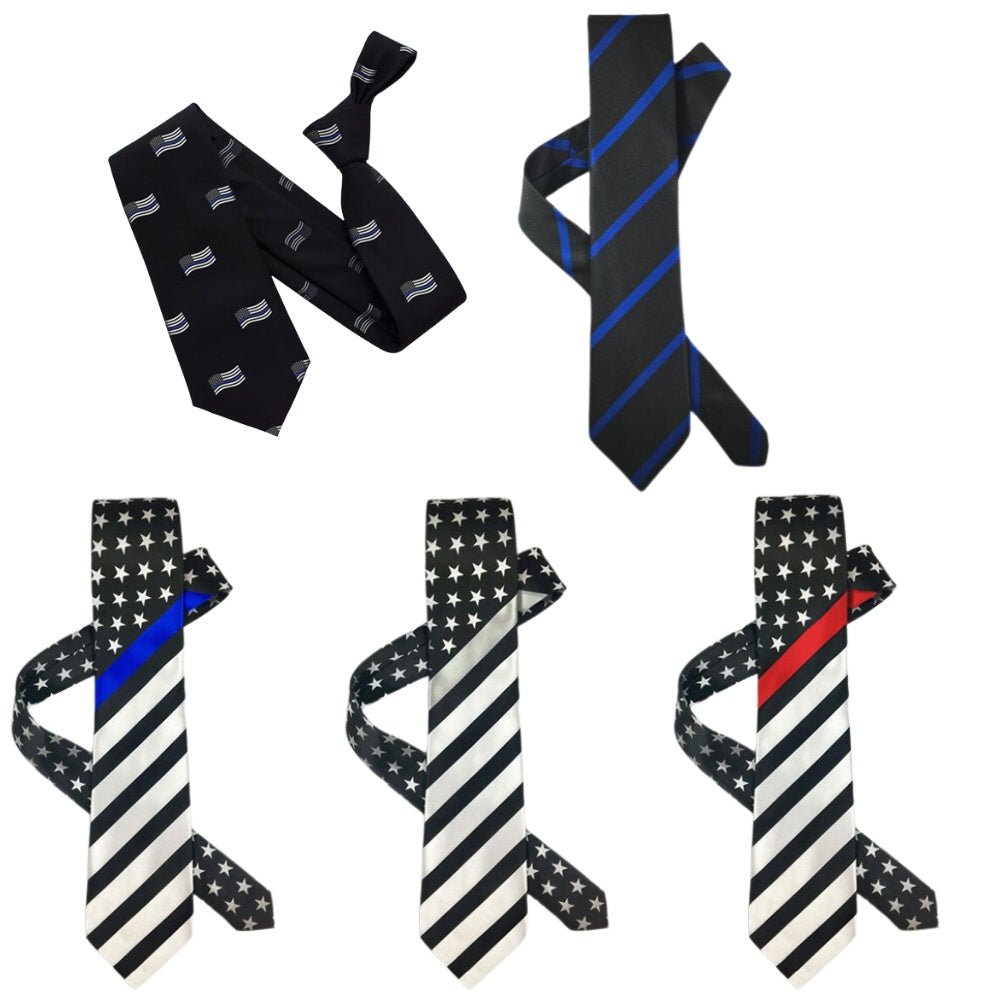 Thin Blue Line - Thin Red Line - Thin Silver Line Flag Neck Tie - WCUniforms