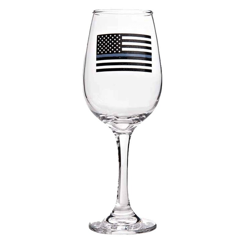 Thin Blue Line Wine Glass - Thin Blue Line Flag 12 oz - WCUniforms