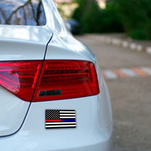 Thin Blue Line/Thin Red Line American Sticker - 4 x 6 Inches - WCUniforms