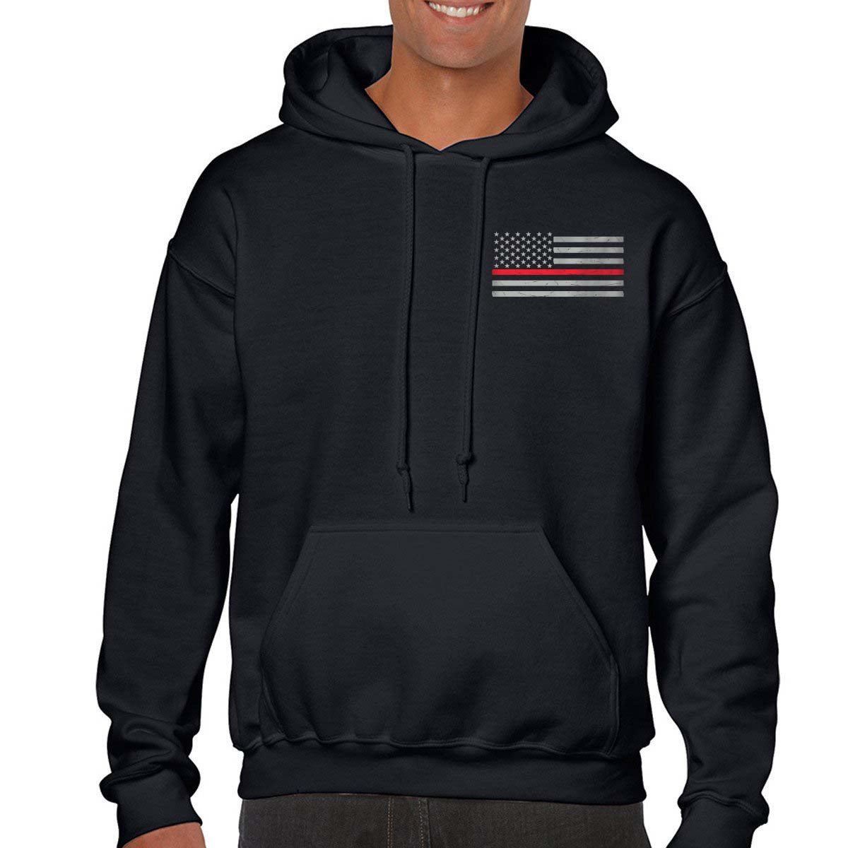 Thin Red Line Flag Hoodie - Fire Department - WCUniforms