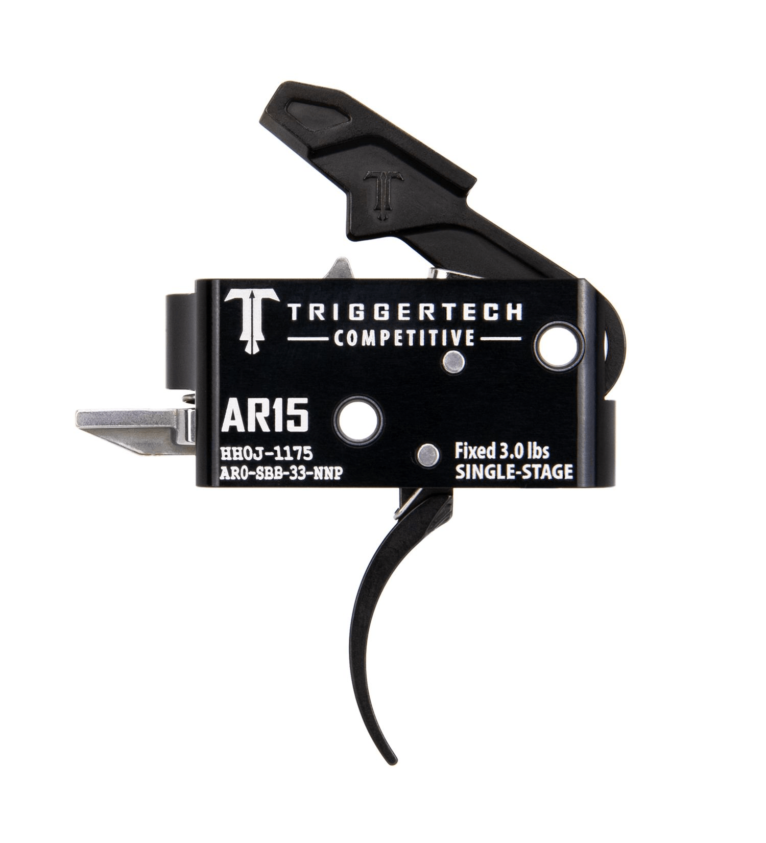 TriggerTech AR15 Single-Stage Competitive Trigger featuring zero-creep technology and a 3.0 lbs fixed pull weight.