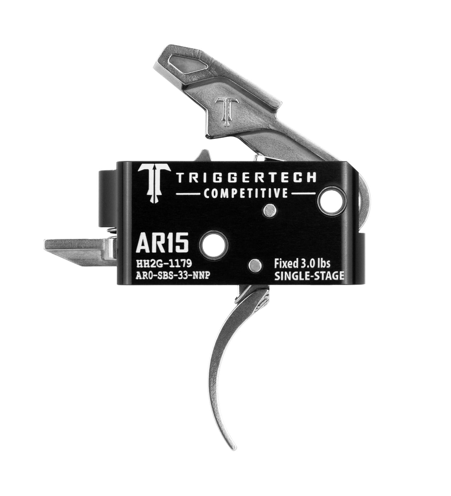 TriggerTech AR15 Single-Stage Competitive Trigger showcasing zero-creep technology and durable stainless steel components.