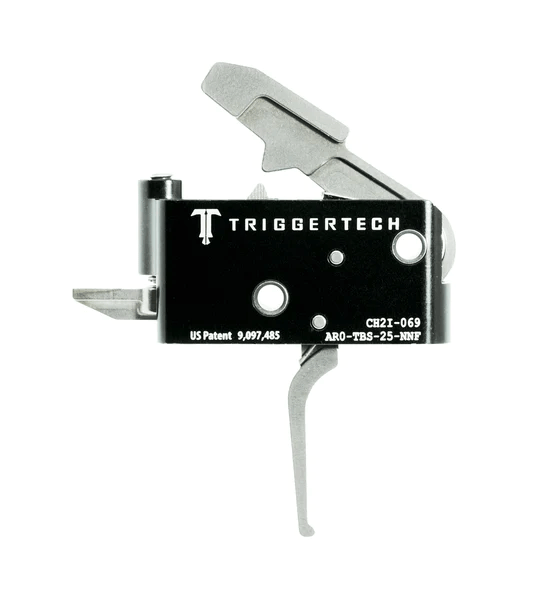 TriggerTech AR15 Two-Stage Adaptable Trigger showcasing frictionless release technology for precision and reliability.