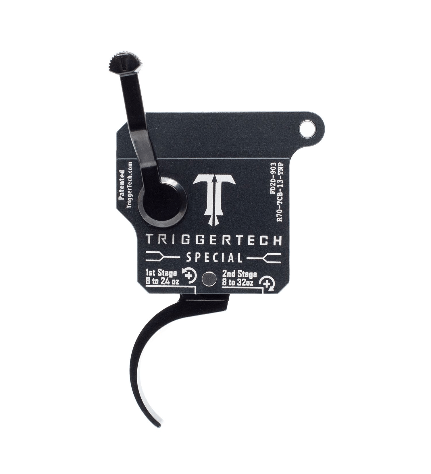 TriggerTech Remington 700 Clone Two-Stage Special Trigger showing tactile pull weight adjustment and rugged design.