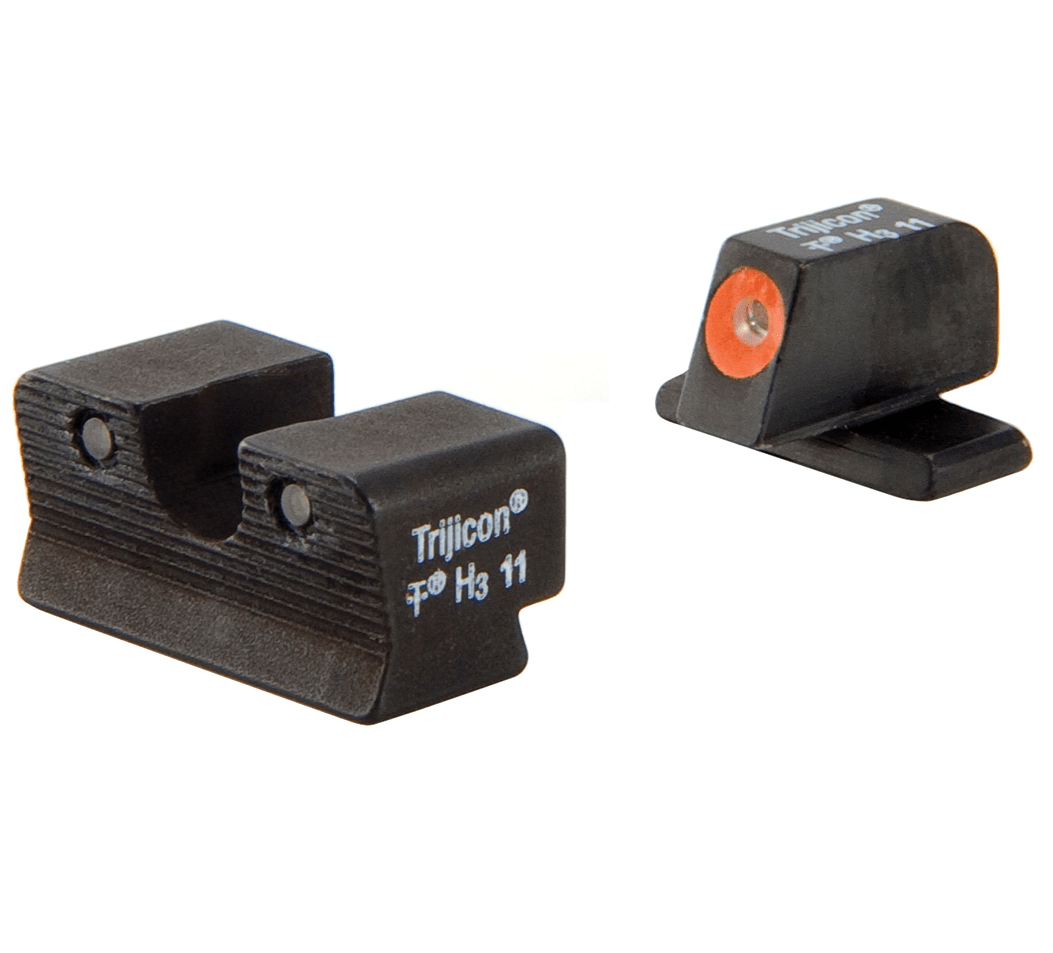 Trijicon HD Night Sights set featuring #6 front and #8 rear sights, designed for tactical shooters with enhanced visibility.