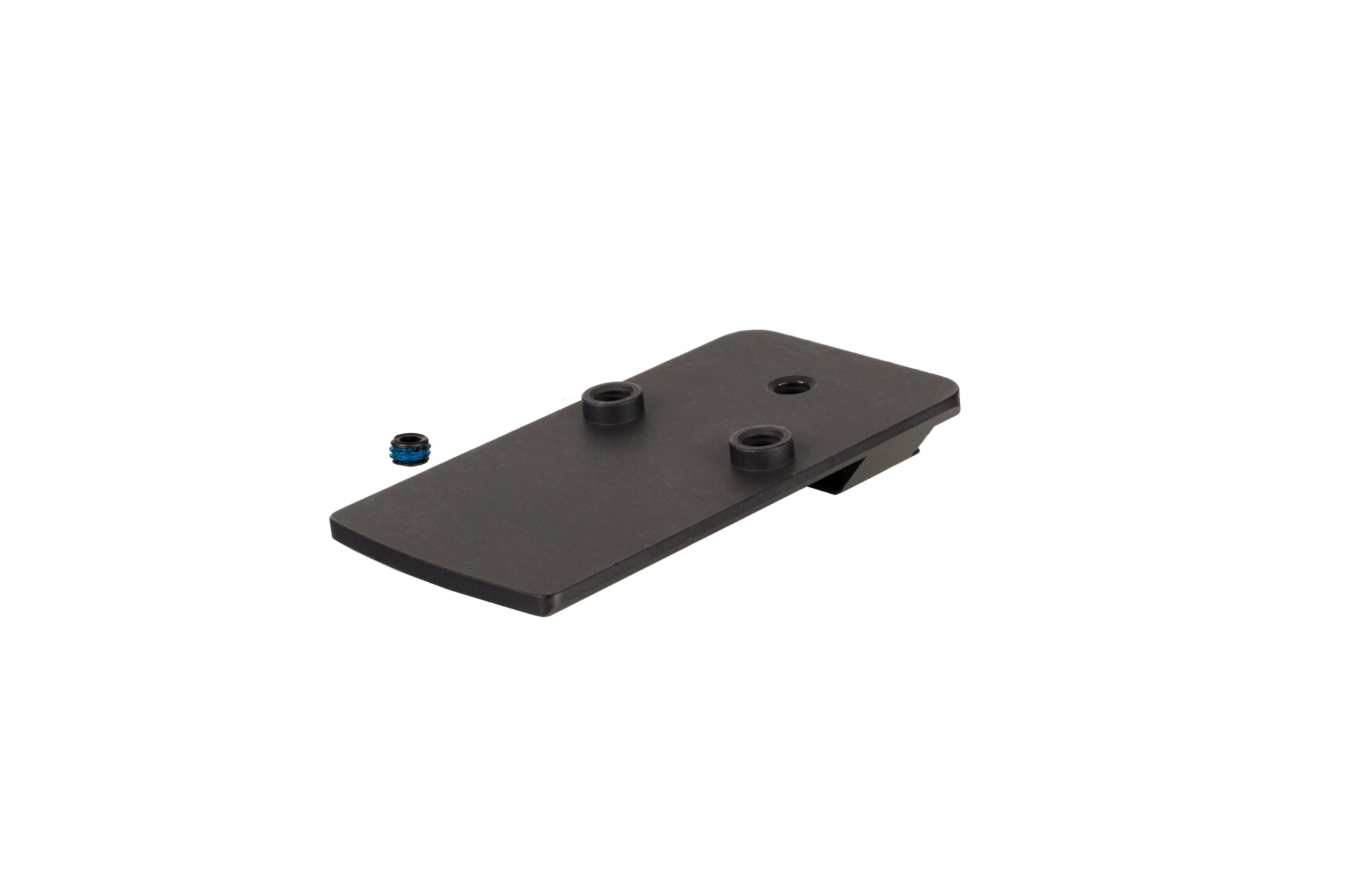Trijicon RMRcc Pistol Dovetail Mount base with screws for mounting red dot sights, enhancing pistol accuracy and performance.