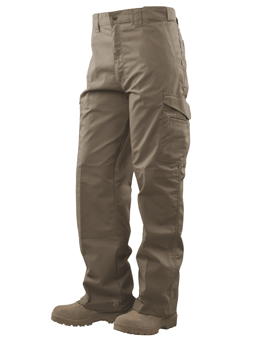 TRU-SPEC Tactical Boot Cut Trousers showcasing durable, lightweight design with intelligent storage options in a tan color.