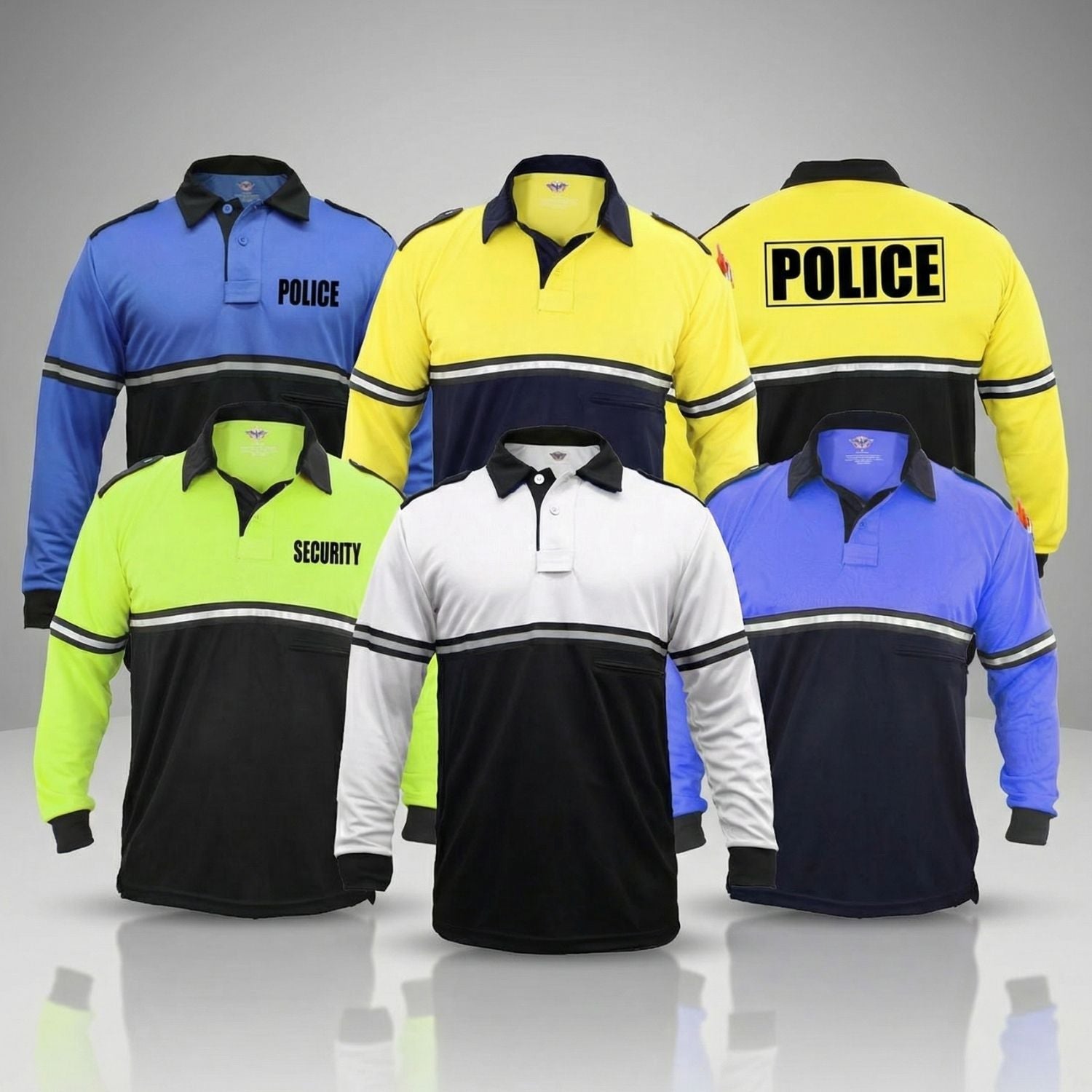Two-Tone Long Sleeve Bike Patrol Uniform Polo Shirt (Plain or with POLICE, SHERIFF, EVENT STAFF, SECURITY, and more) TTL10 - WCUniforms