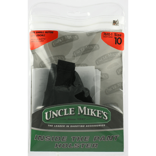 Uncle Mike's Inside-the-Pant Retention Strap Holster, compact design for small autos, size 10, ideal for concealed carry.