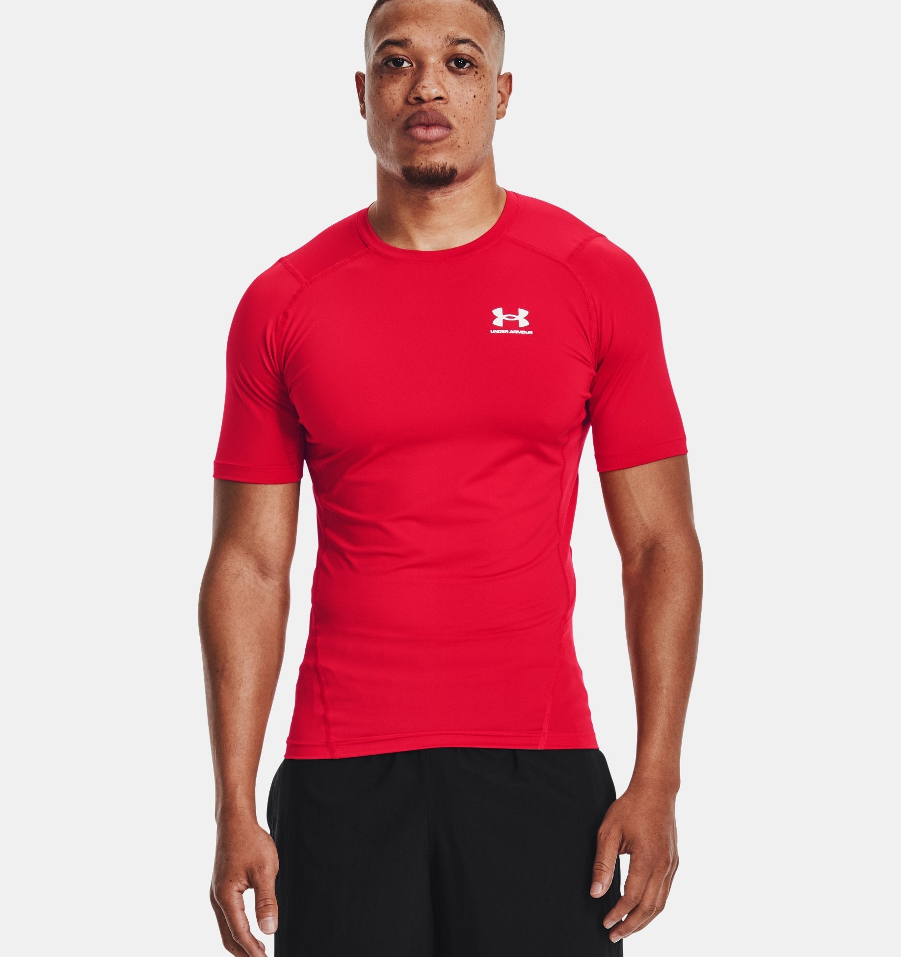 Under Armour HeatGear® Armour Compression T-Shirt 1361518 - Polyester/Elastane Red/White - WCUniforms