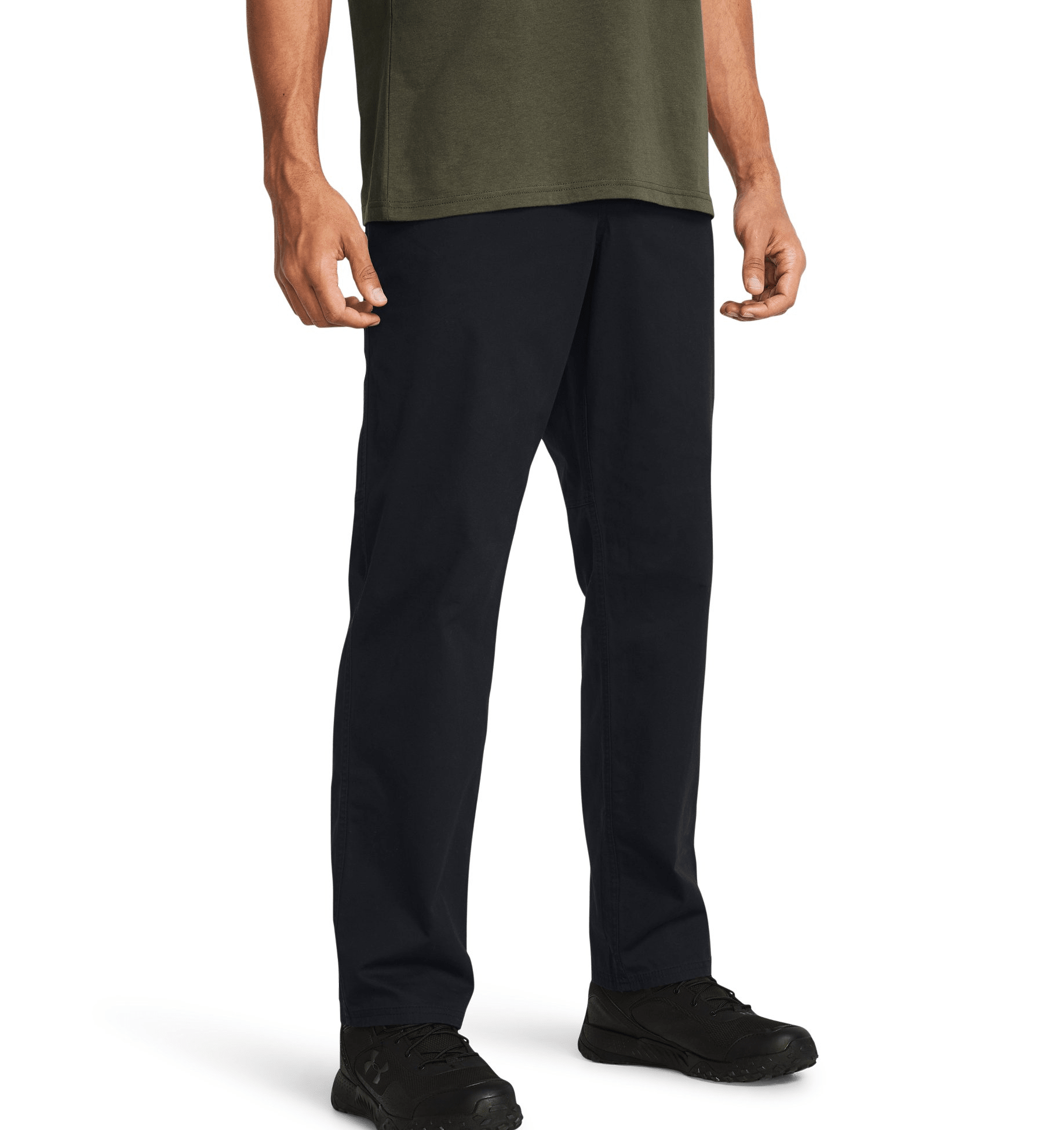 Under Armour Men's UA Expanse Everyday Pants in navy, featuring a stretch-engineered waistband and classic 5-pocket design.