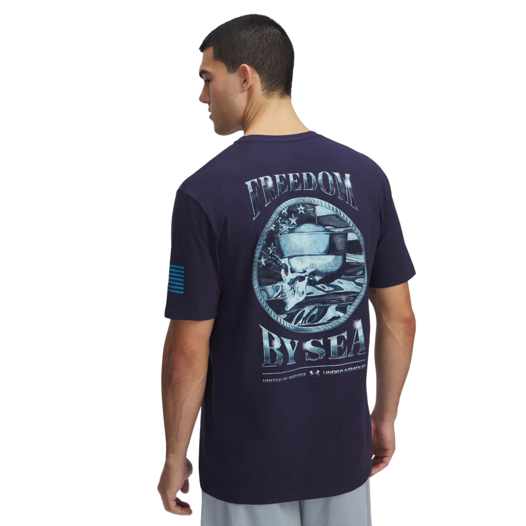 Under Armour Men's Freedom By Sea T-Shirt Navy Blue 1389929 - WCUniforms
