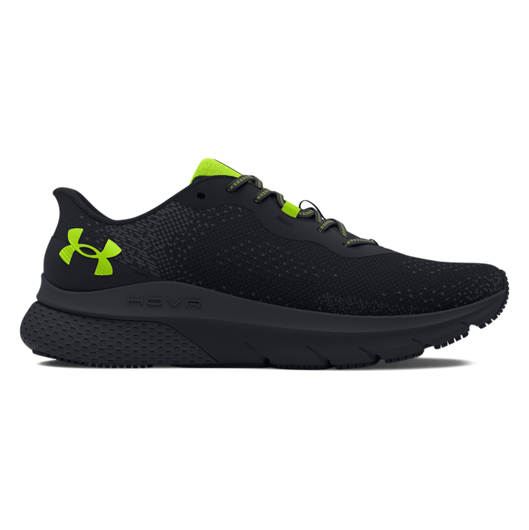 Under Armour Men's UA HOVR Turbulence 2 Running Shoes in black and neon green, designed for comfort and performance.
