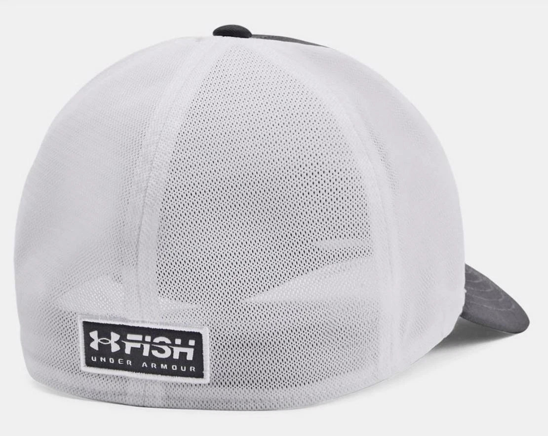Gray cap with Under Armour logo and 'Fish' label on a white background