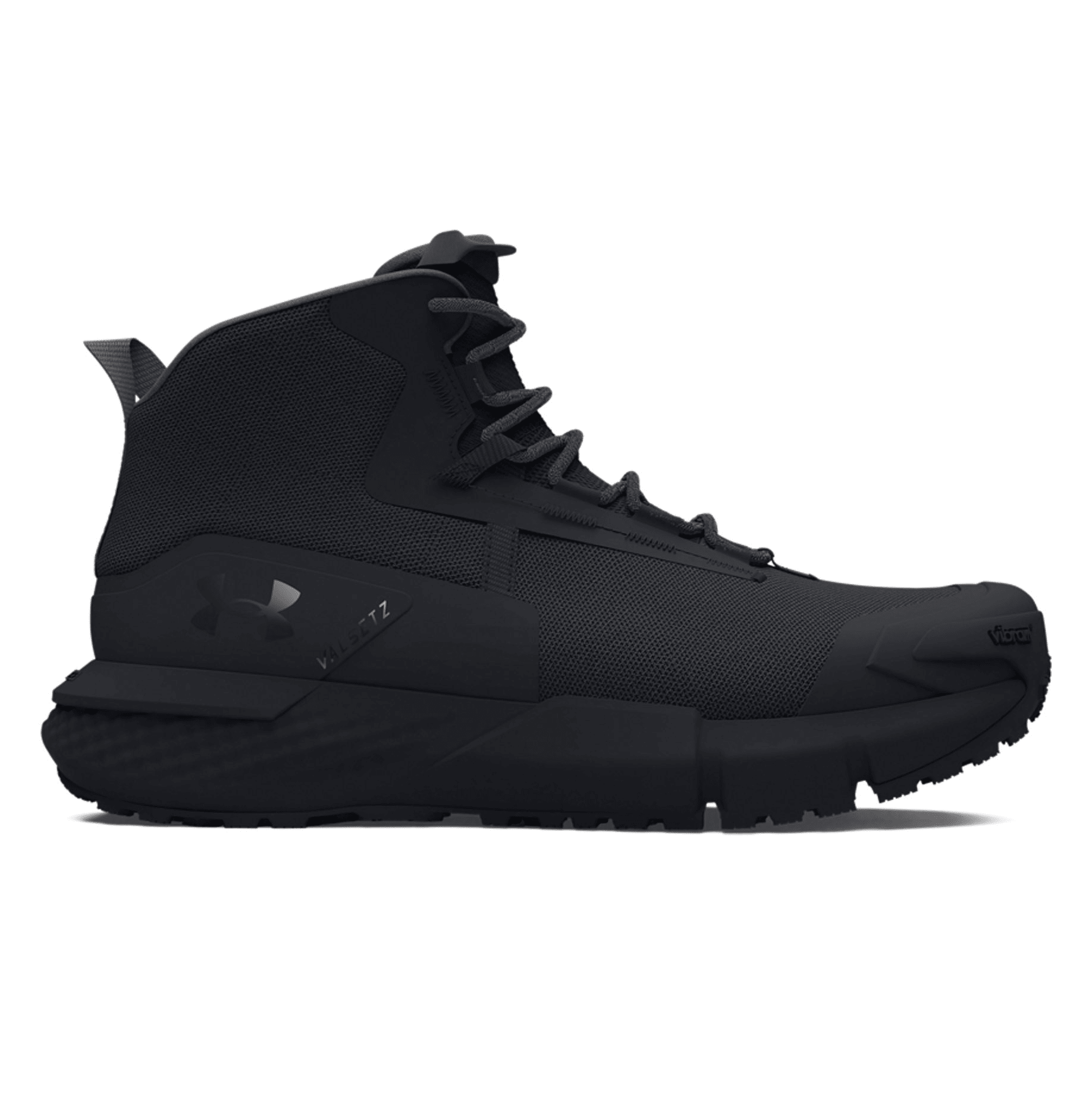 Black high-top sneaker on a white background