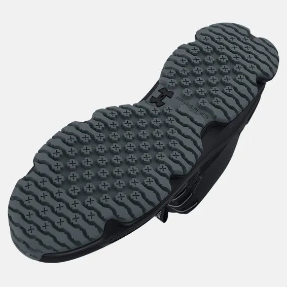 Close-up of a shoe sole with tread pattern on a white background