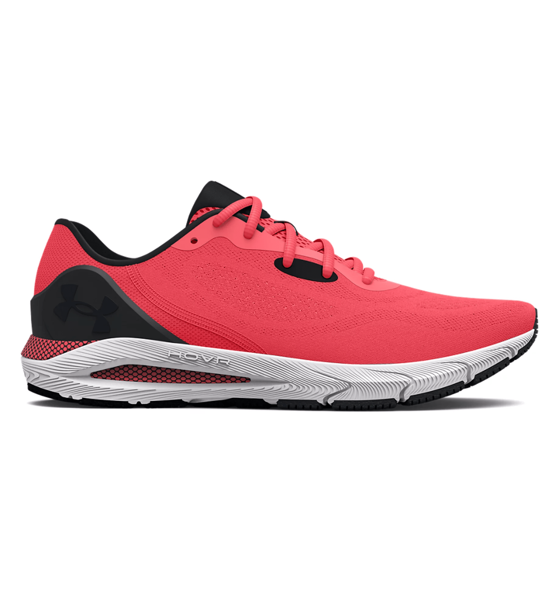 Under Armour UA HOVR Sonic 5 running shoes in vibrant pink, designed for flexibility and real-time running feedback.